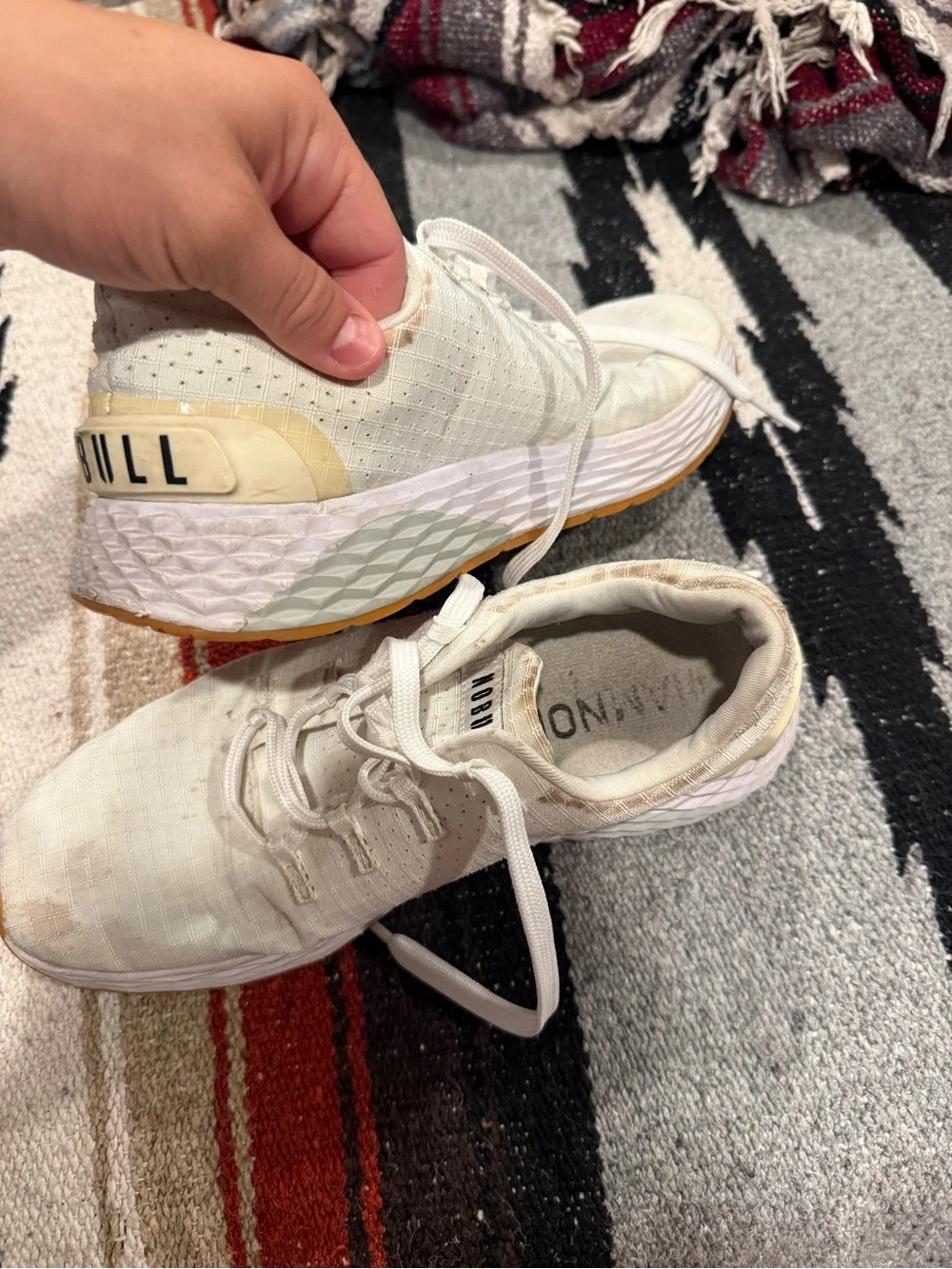 NOBULL Women's White Training Sneakers with Orange Toe Accent